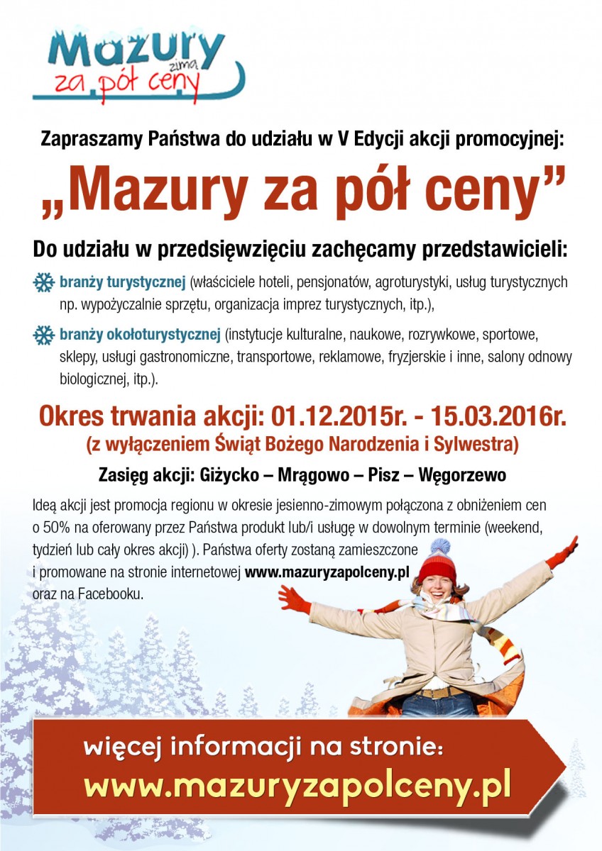 Plakat "Mazury za pół ceny"