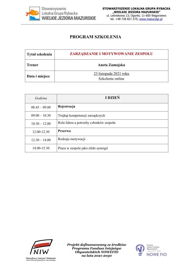 program szkolenie